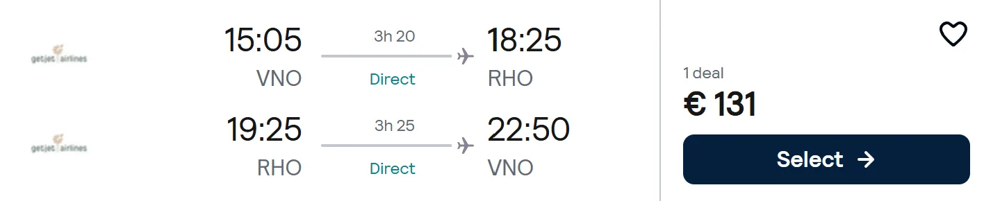 LAST MINUTE! NON STOP flights from Vilnius to RHODES
