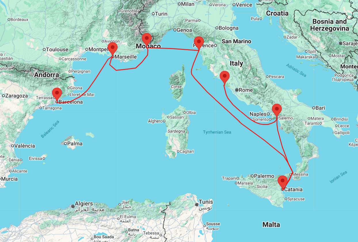 Western Mediterranean cruise from Rome to Barcelona