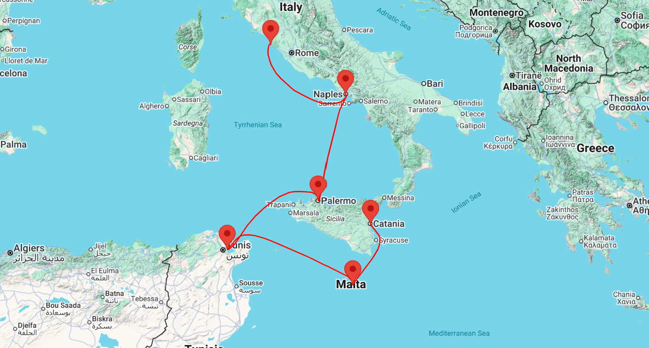 cruise rome catania
