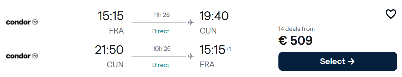 non stop flights frankfurt cancun