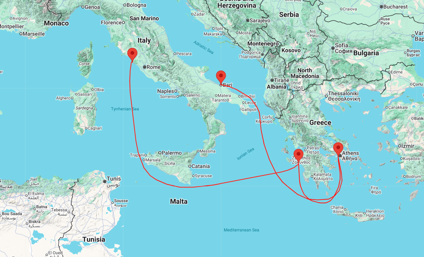 cruise from bari to rome