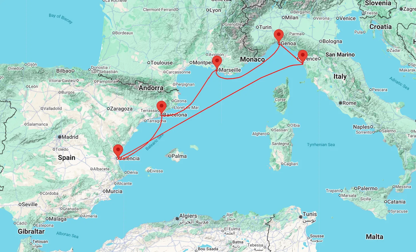 cruise from to valencia