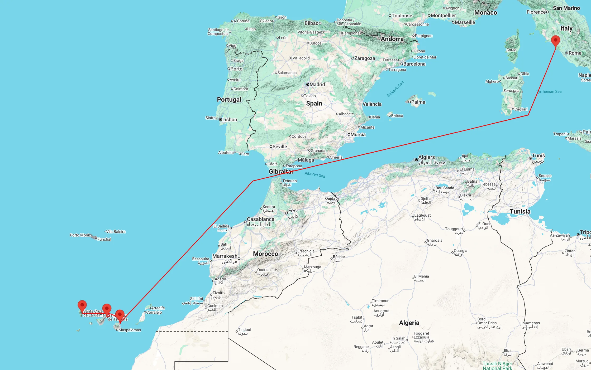 Cruise from Civitavecchia (Rome) to Tenerife