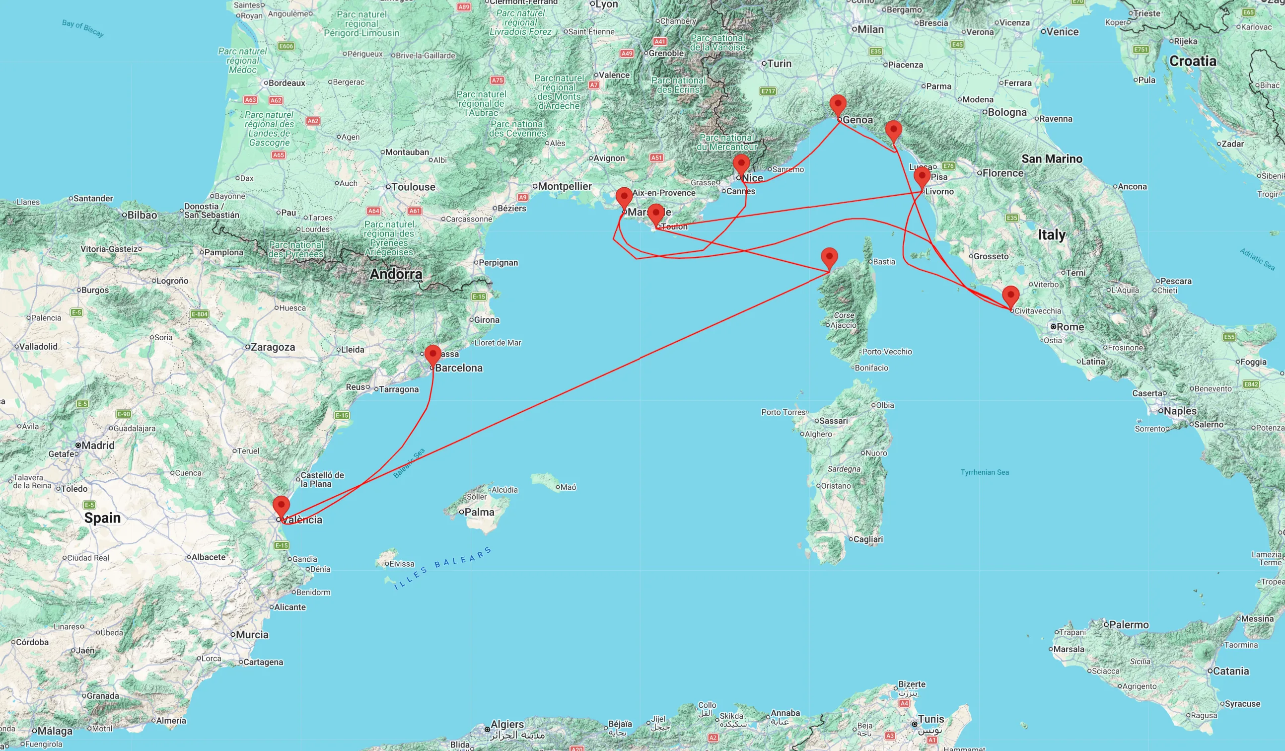 Luxury cruise from Rome to Barcelona