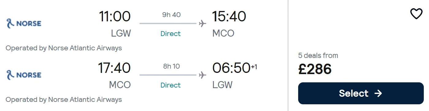 NON STOP flights from London to FLORIDA (Orlando)