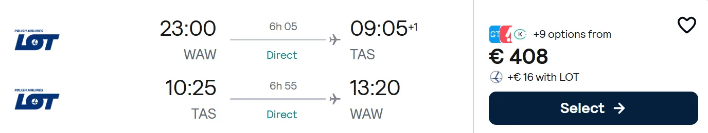 cheap flights warsaw uzbekistan