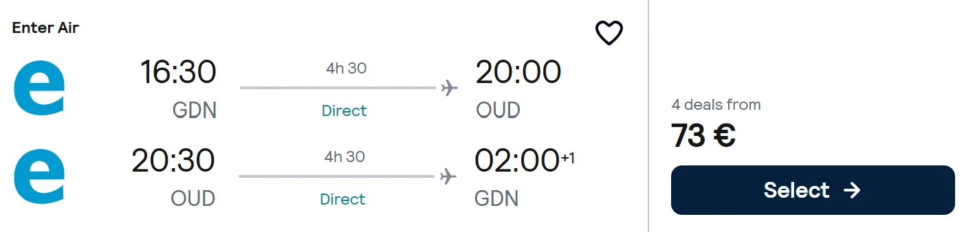 cheap flights gdansk oujda morocco