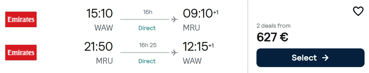 cheap flights warsaw mauritius