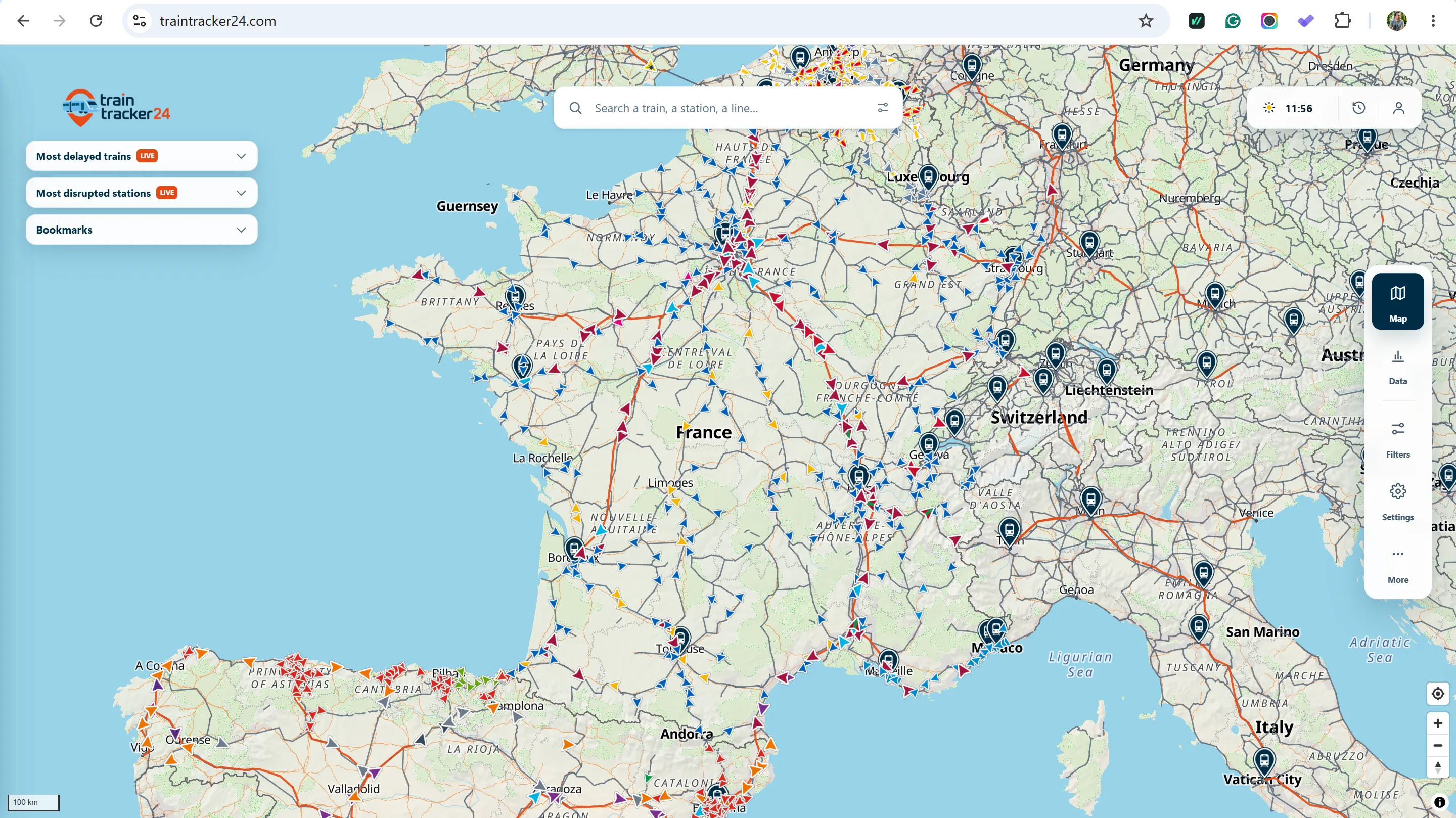 TrainTracker24 Track Trains Live Across Europe With a Real-Time Map