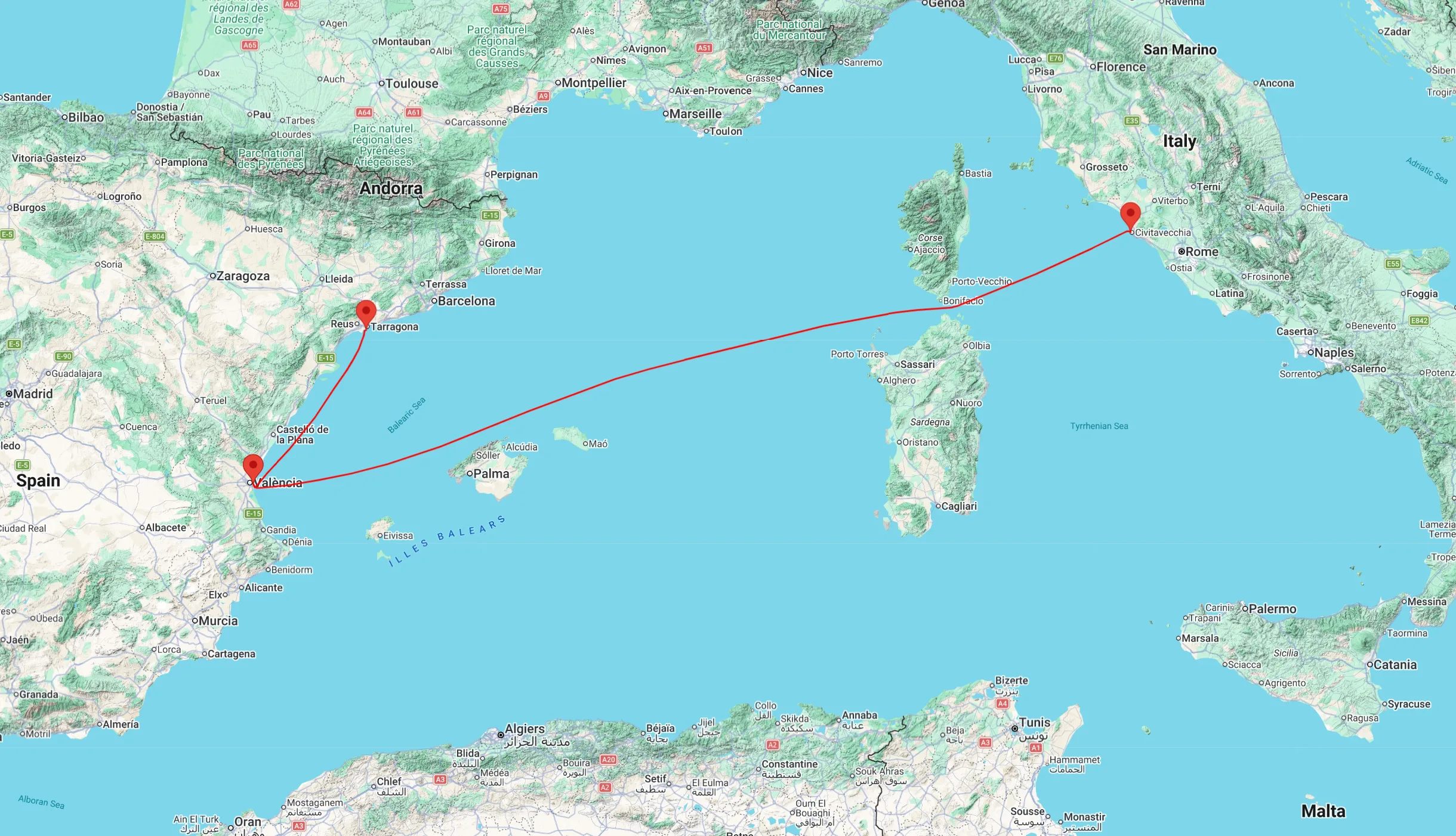 Western Mediterranean cruise from Rome to Tarragona