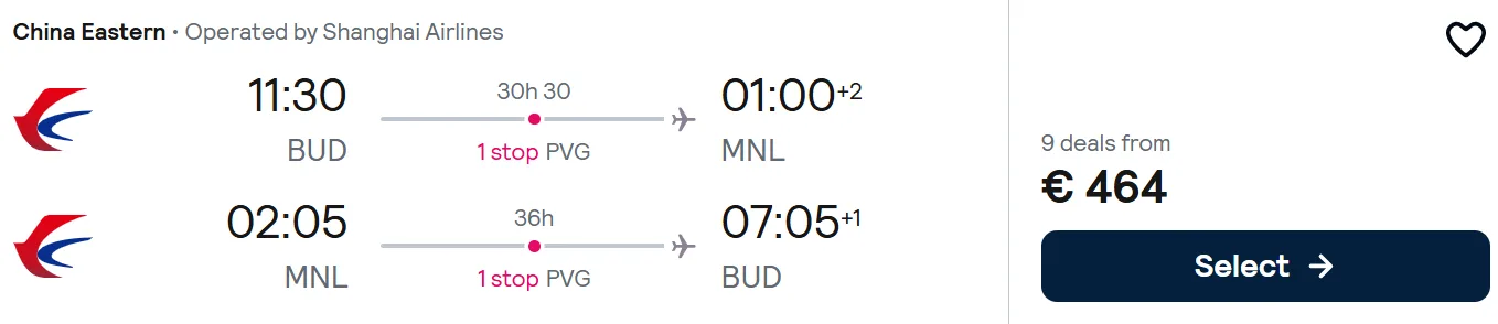 cheap flights budapest manila philippines