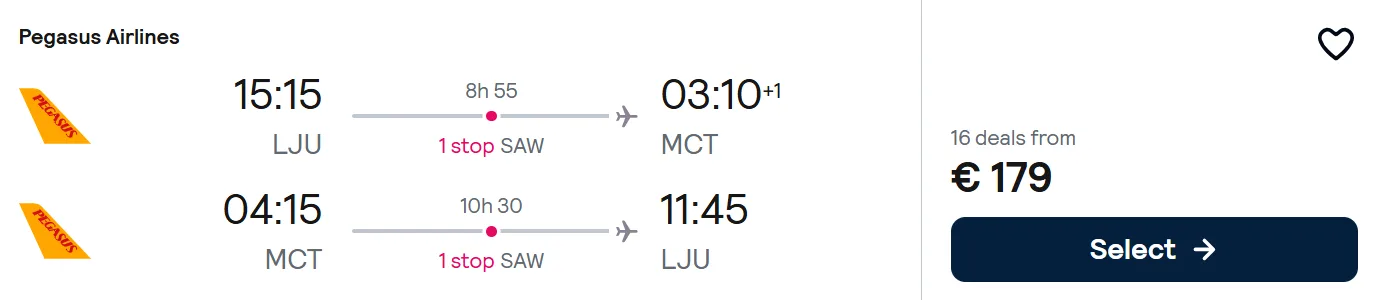 Cheap flights from Ljubljana to Muscat, OMAN