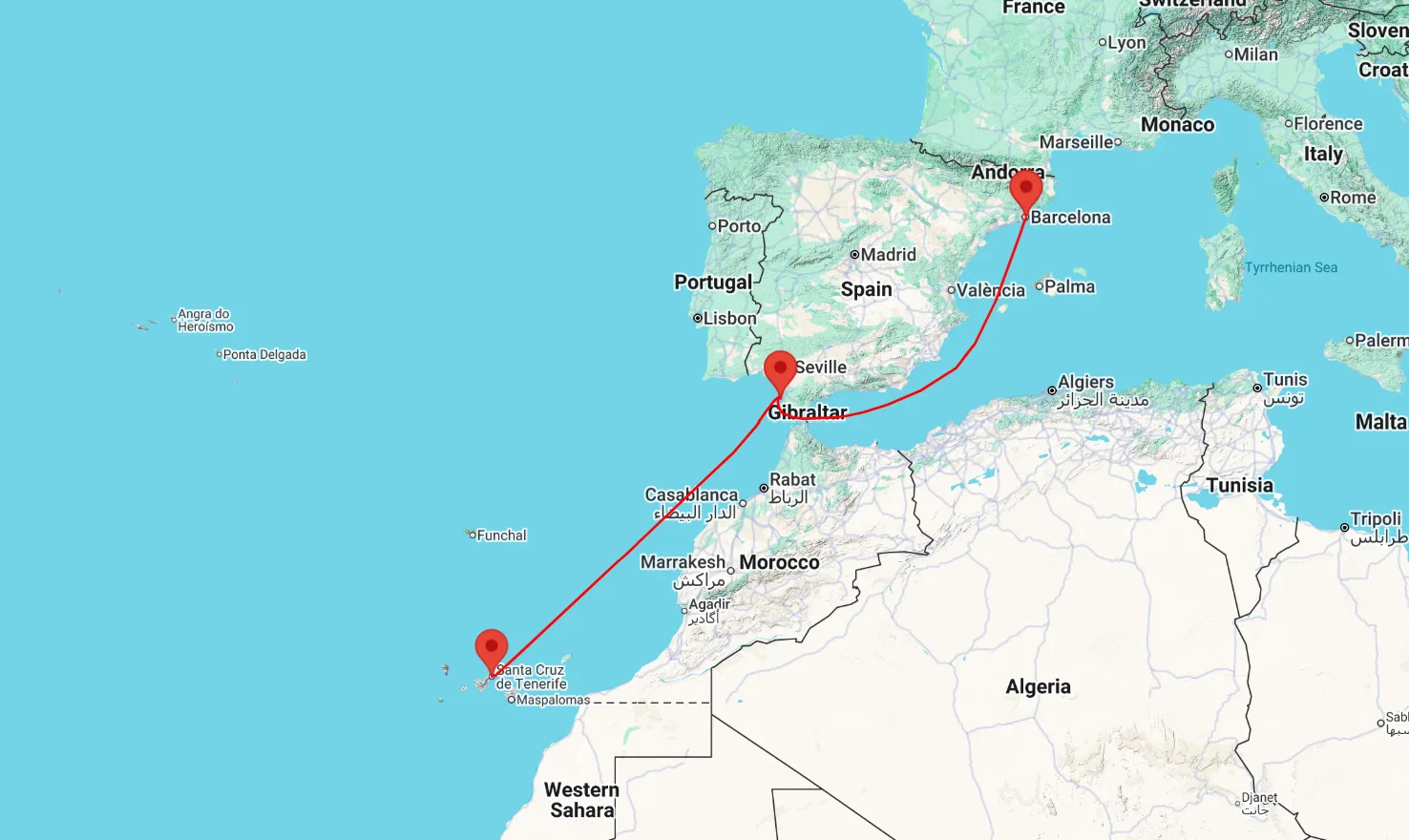 Western Europe cruise from Tenerife to Barcelona